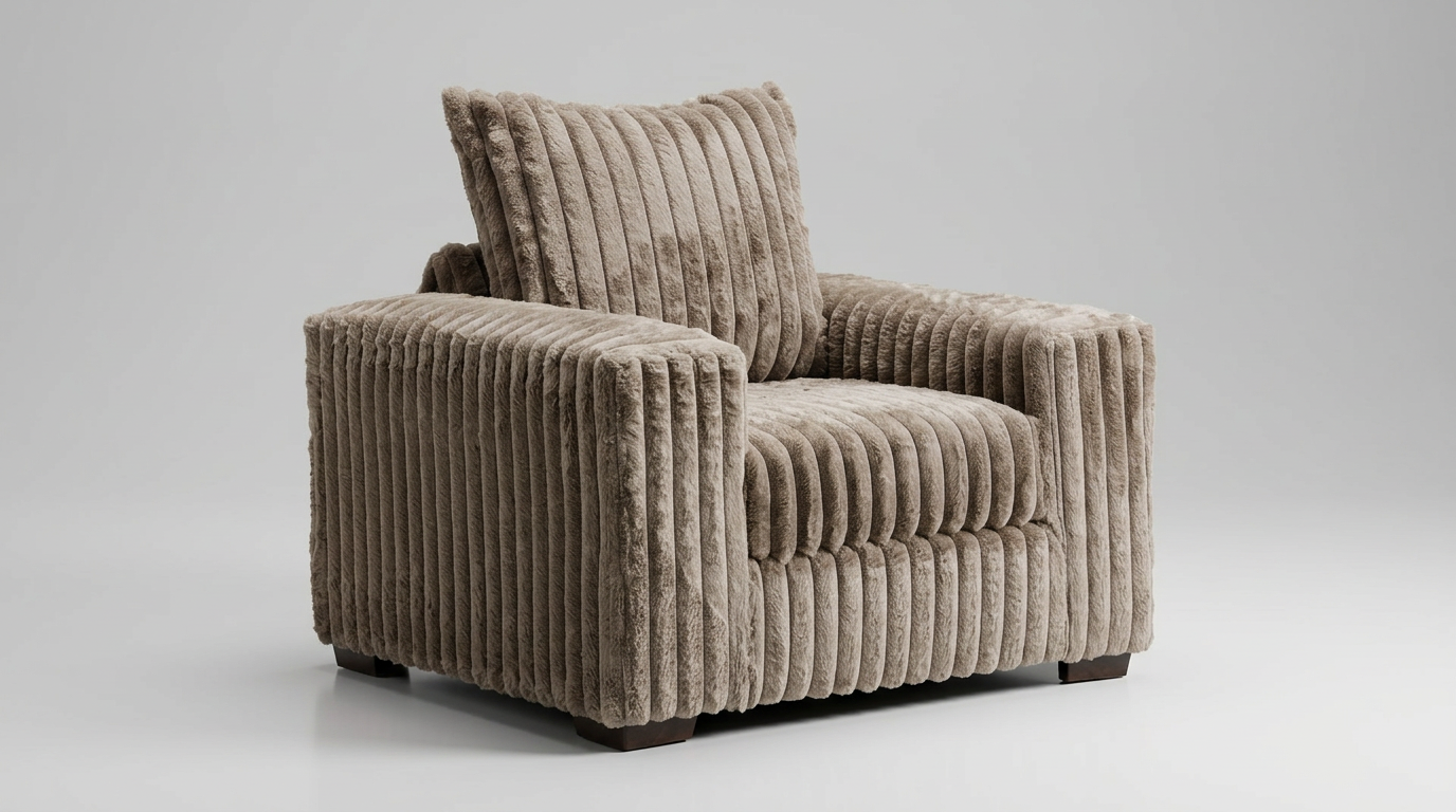 Texan Mocha Oversized Corduroy Chair from Ella Furniture