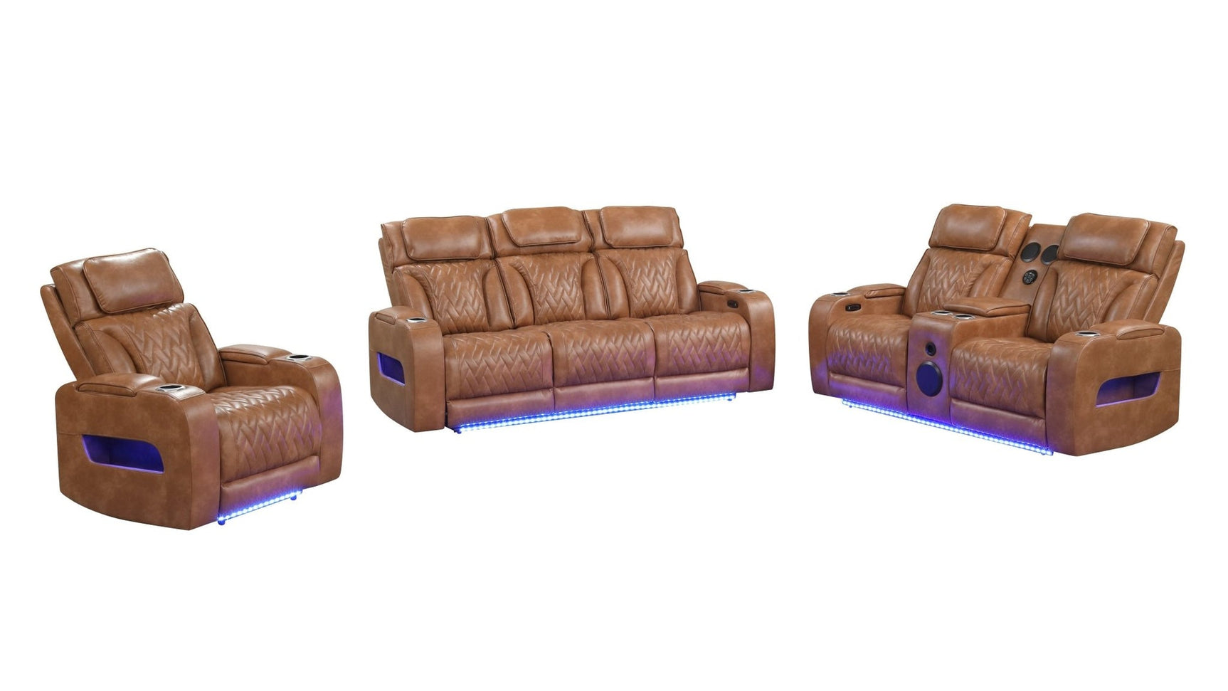 Skyline Brown Leather 3-Piece Reclining Set