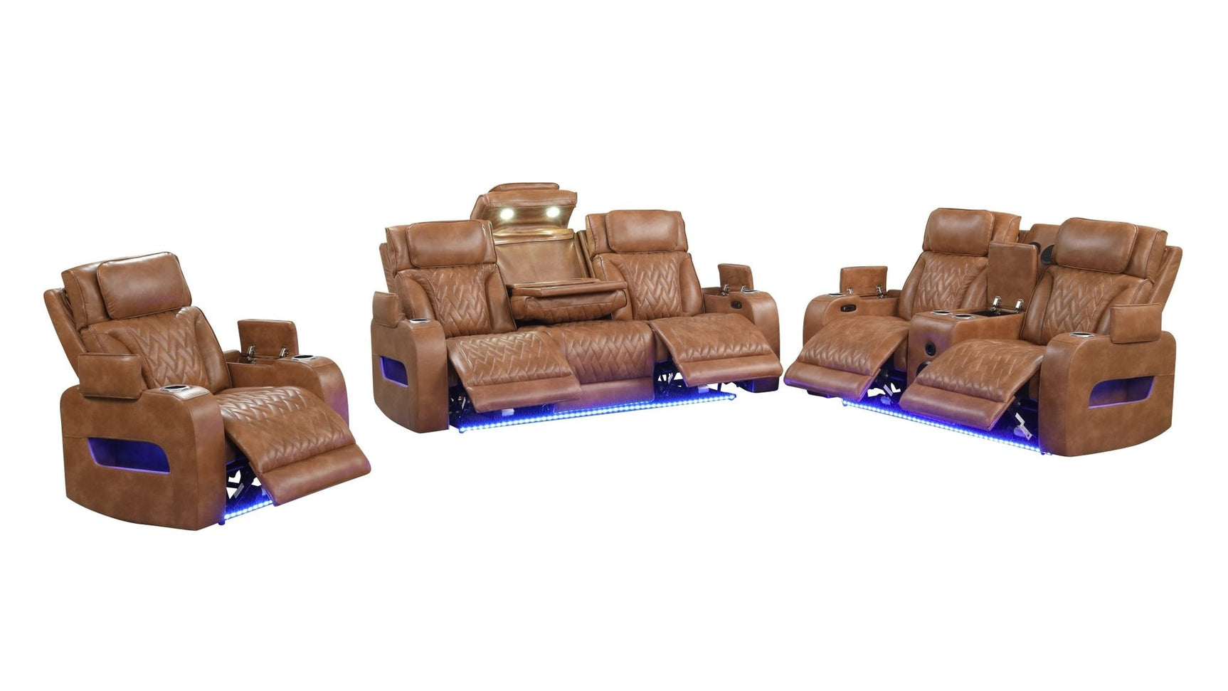Skyline Brown Leather 3-Piece Reclining Set