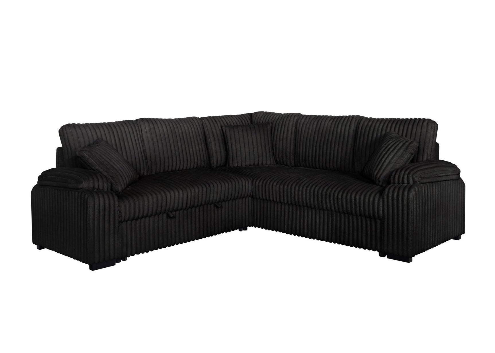 Neeha Black Corduroy Fabric Sectional