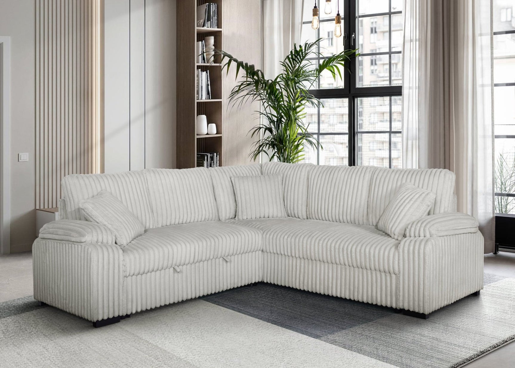 Neeha Gray Corduroy Fabric Sectional