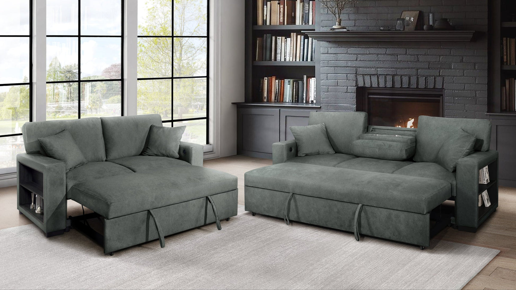 Bexley Gray Living Room Set w Pull-Out Bed