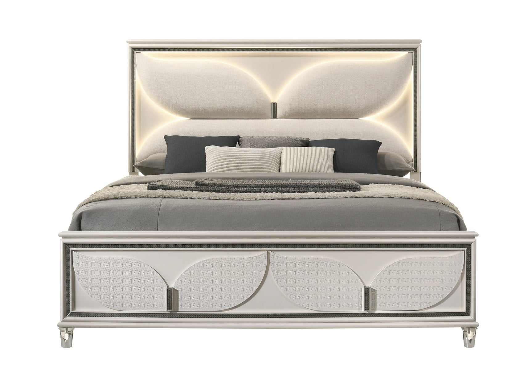 Hayma White Upholstered LED Panel Bedroom Set