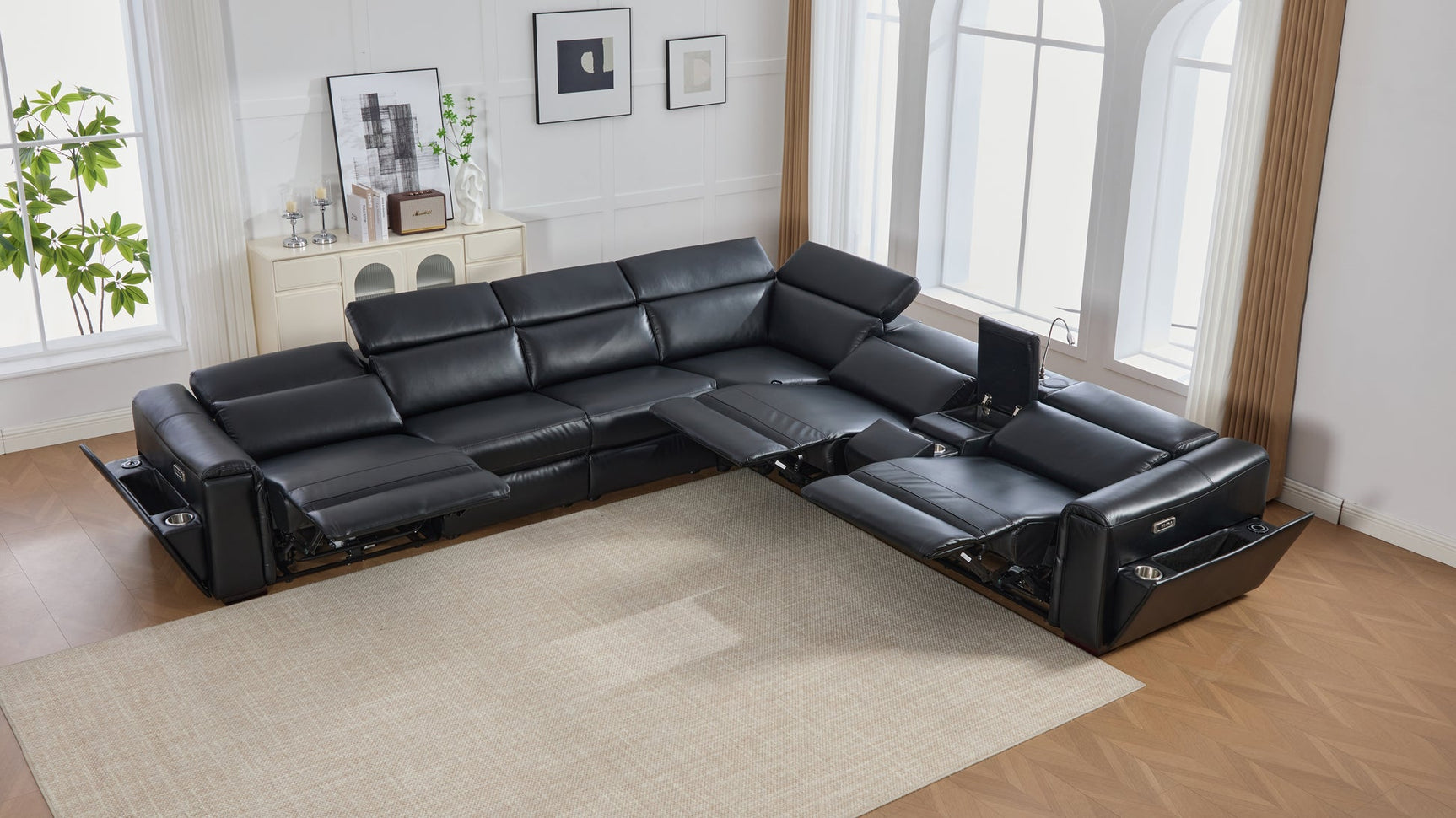 Divani Black Power Reclining Sectional
