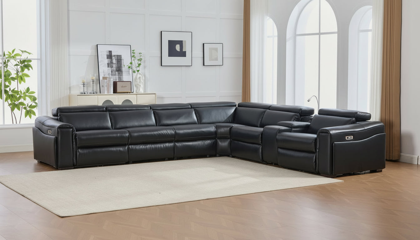 Divani Black Power Reclining Sectional