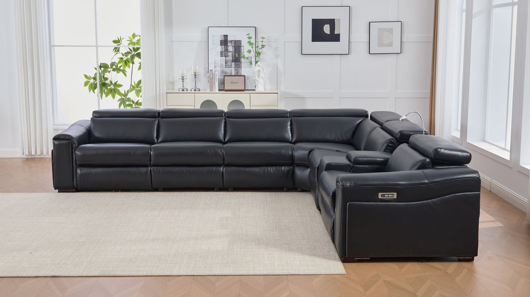 Divani Black Power Reclining Sectional