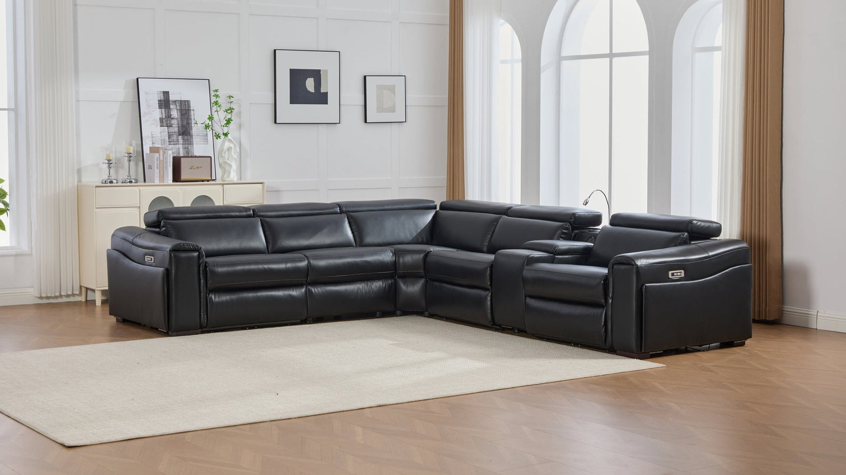 Divani Black Power Reclining Sectional