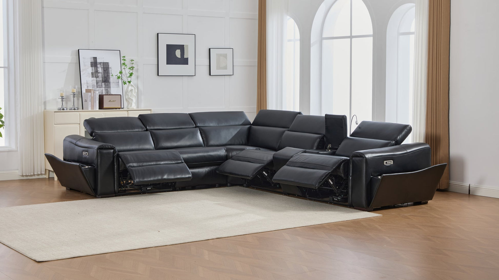 Divani Black Power Reclining Sectional
