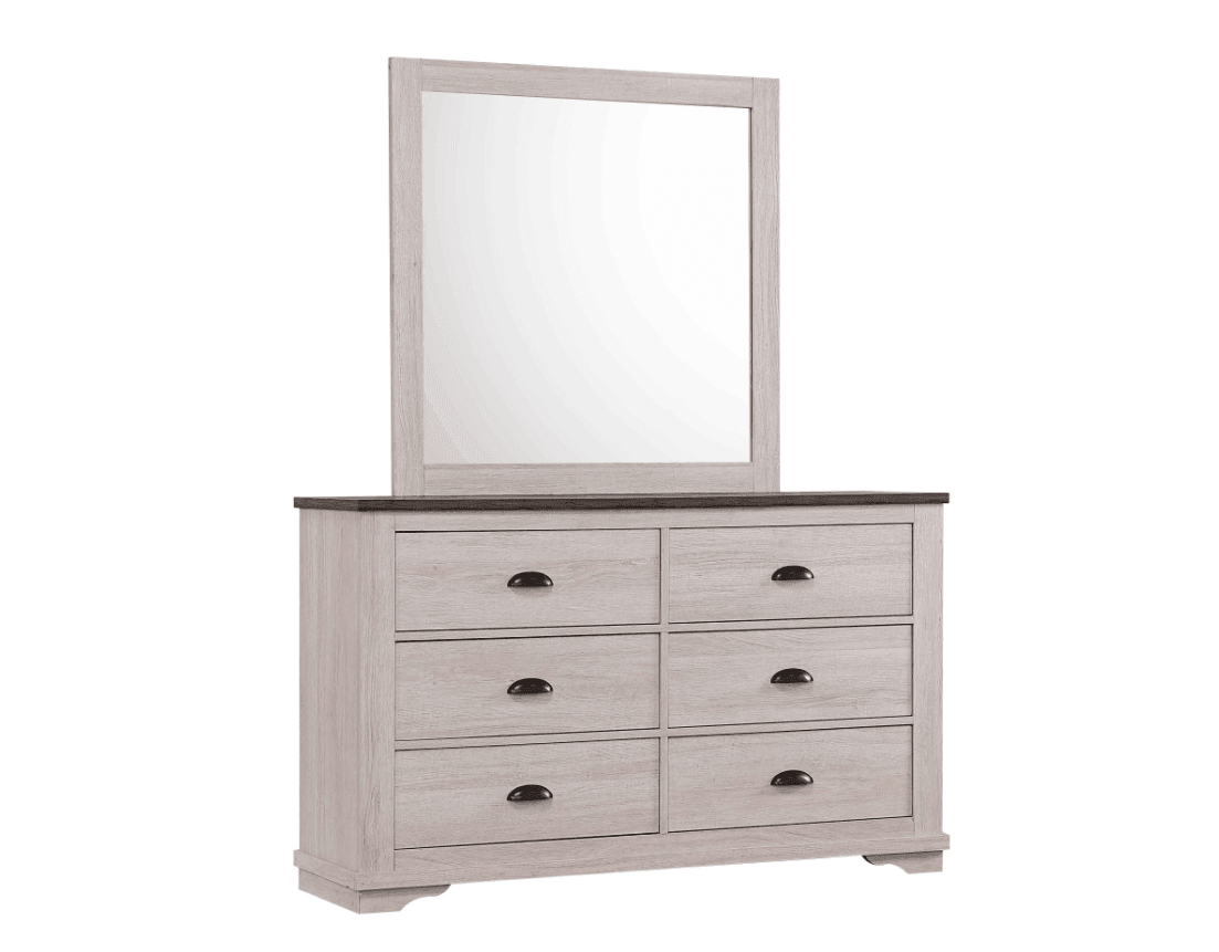 Coralee Chalk-Gray Traditional Rustic Modern Contemporary Hardwood Sleigh Bedroom Set - Ella Furniture