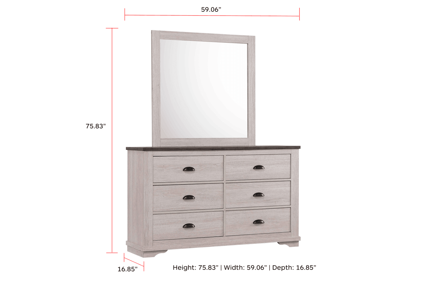 Coralee Night Stand Chalk/Grey, Transitional Modern And Sleek Wood, Metal 2 Drawers - Ella Furniture