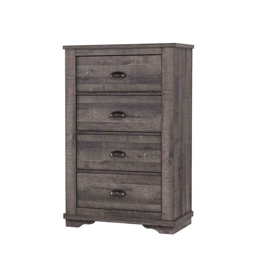 Coralee Gray Sleek And Modern Driftwood Queen Sleigh Bed - Ella Furniture