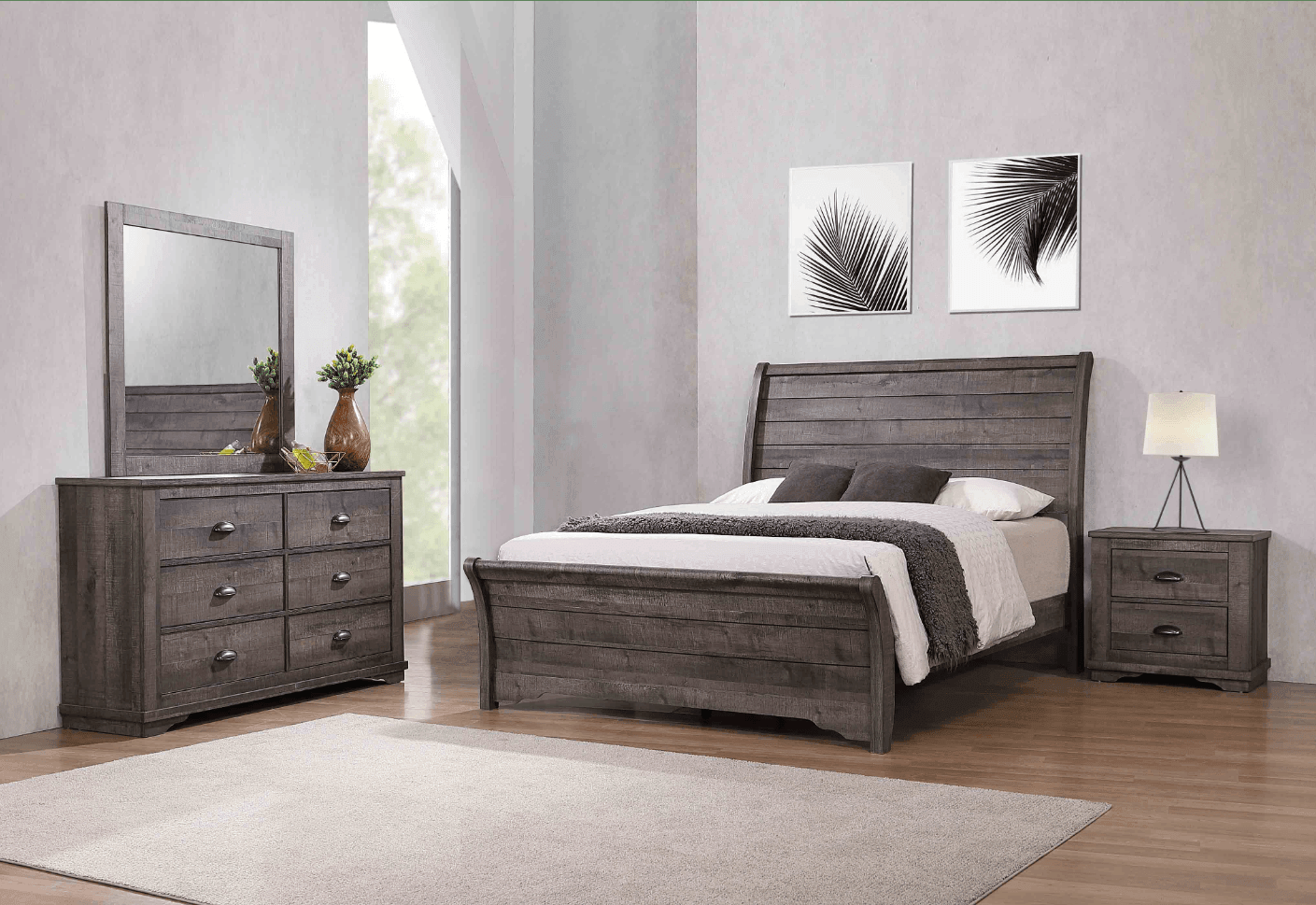 Coralee Dresser Grey, Modern Sleek Wood, 6 Drawers - Ella Furniture