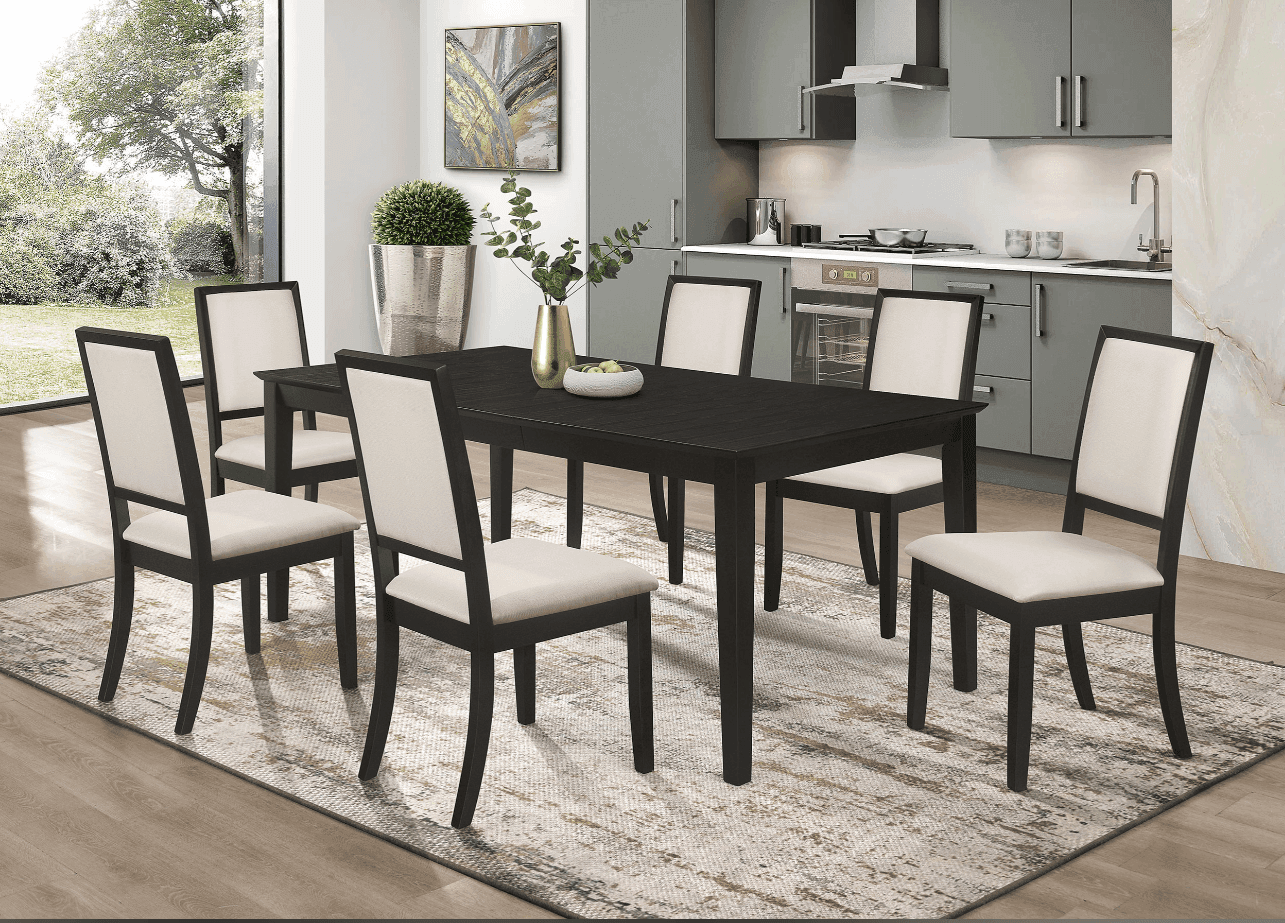 Louise Leaf Black Rectangular Dining Room Set