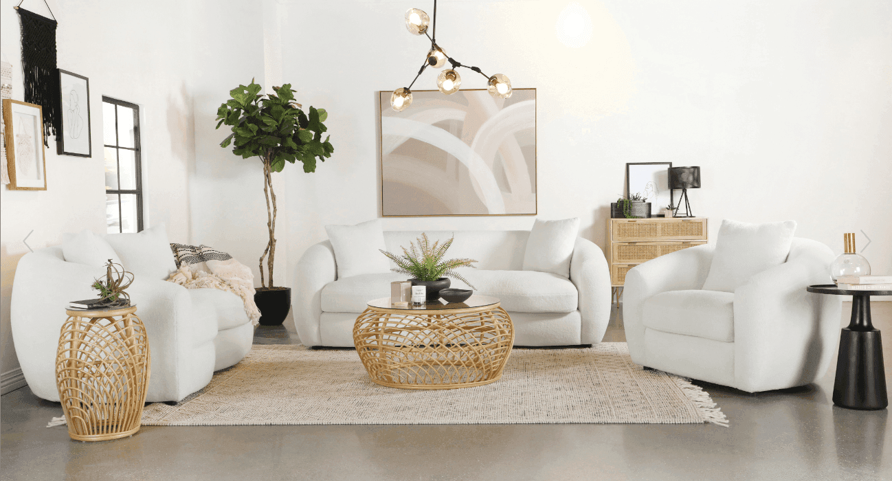 Isabella White Upholstered Tight Back Sofa