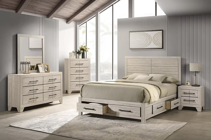 Ozias Beige Storage Platform Bedroom Set