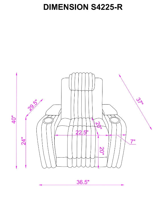 Lita Black Power 3-Piece Reclining Set