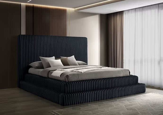Micah Henley Black Upholstered Platform Bedroom Set