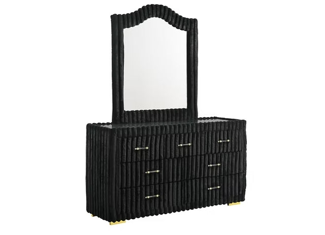 Henley Black Upholsterd Fireplace TV Panel Bedroom Set