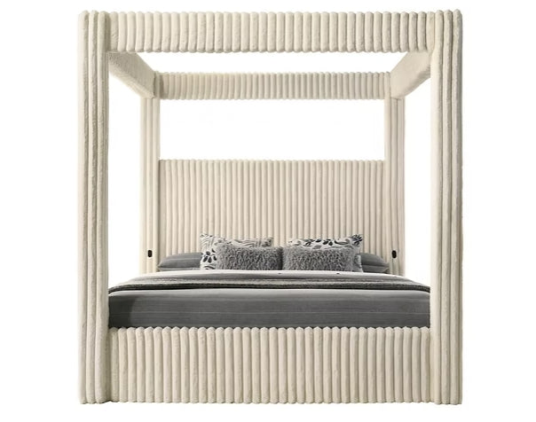 Atlam Henley Cream Upholstered Canopy Platform Bedroom Set