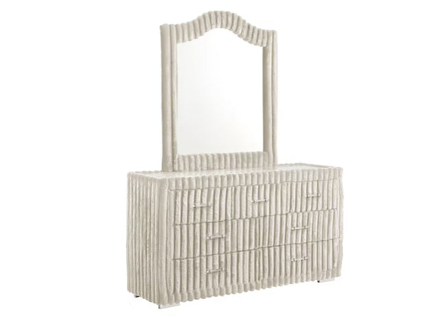 Atlam Henley Cream Upholstered Canopy Platform Bedroom Set