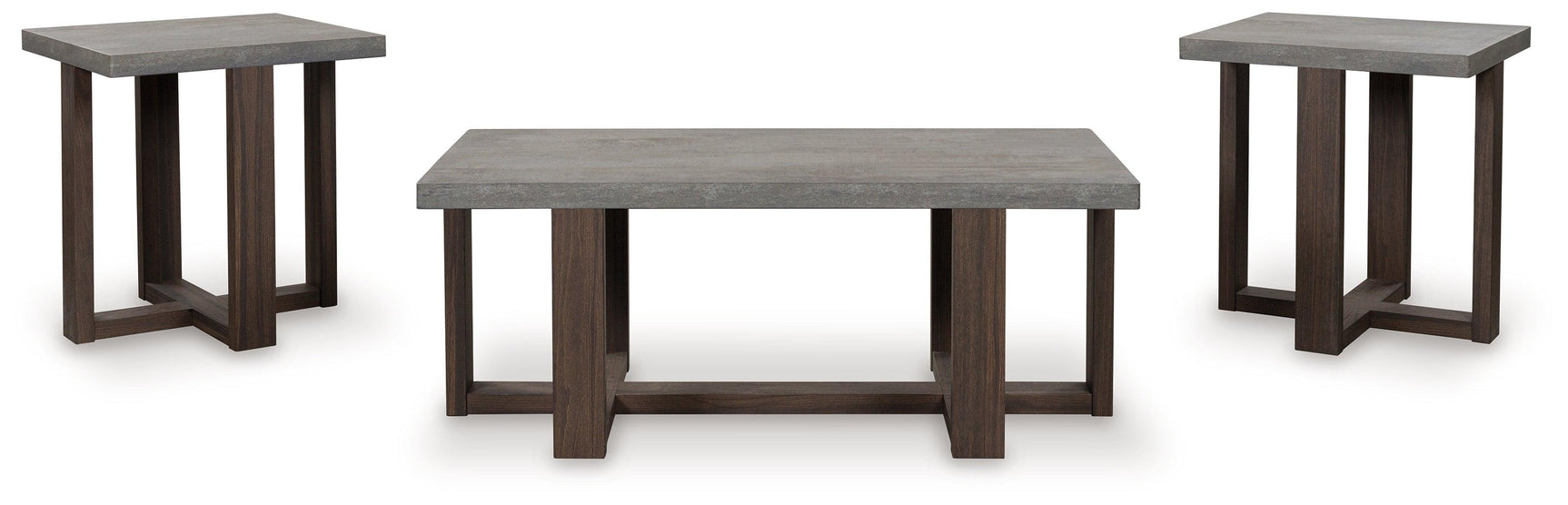 Dynnford Gray/Brown Table (Set of 3)