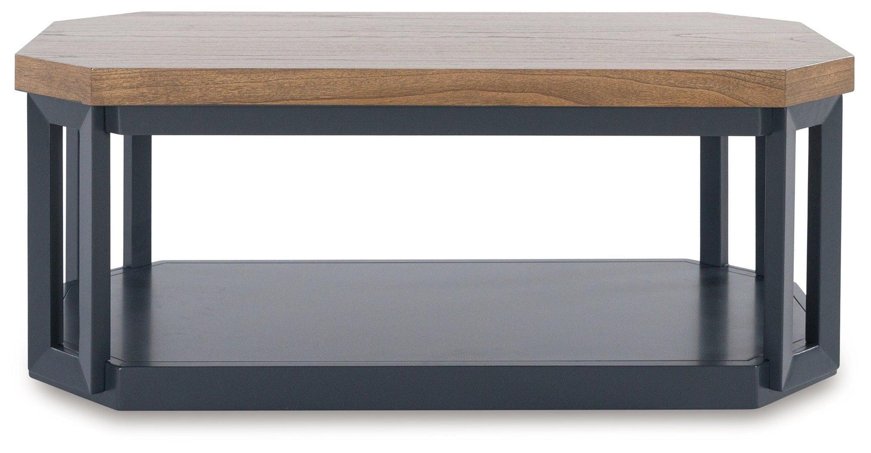 Landocken 3-Piece Brown Wood and Blue Slate Accent Table Set