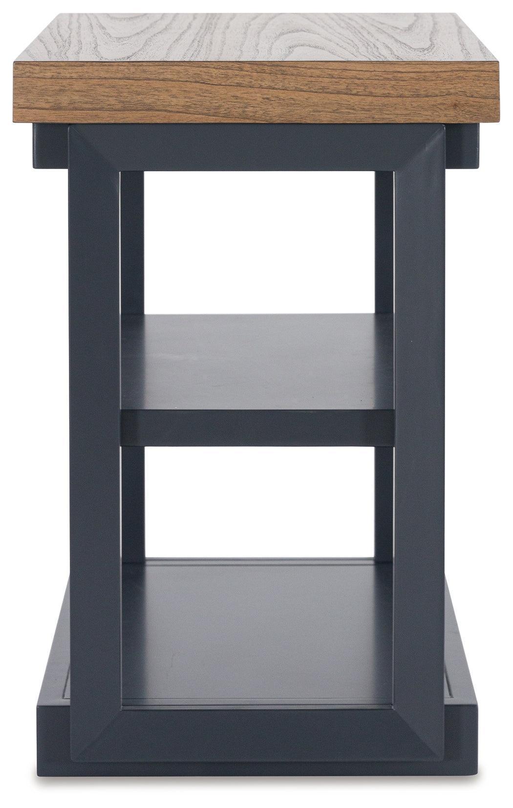 Landocken 3-Piece Brown Wood and Blue Slate Accent Table Set