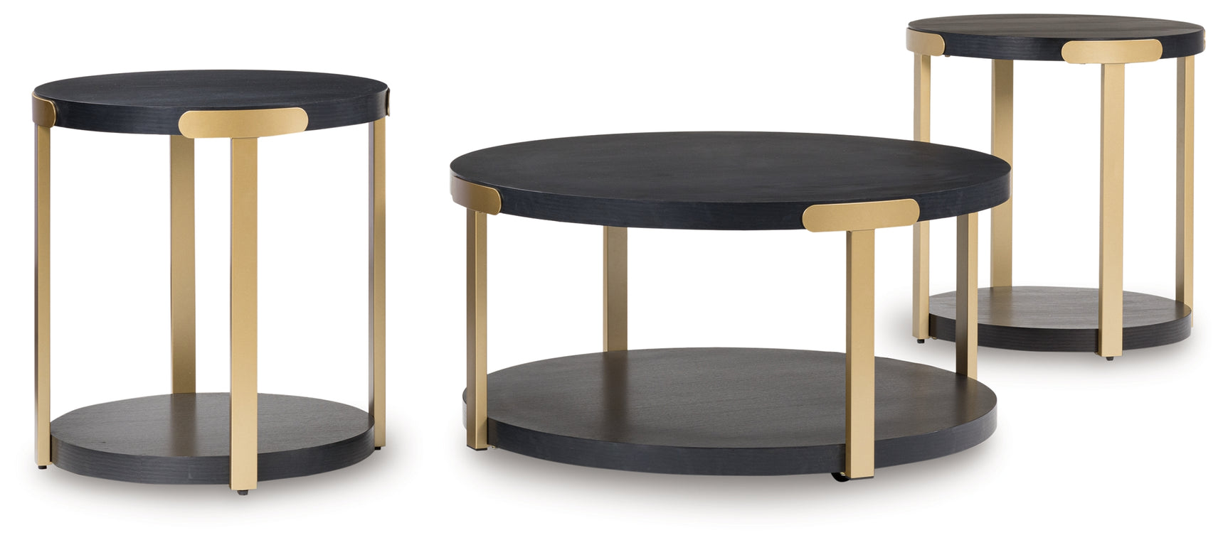 Shylore Black/Brass Finish Table (Set of 3)
