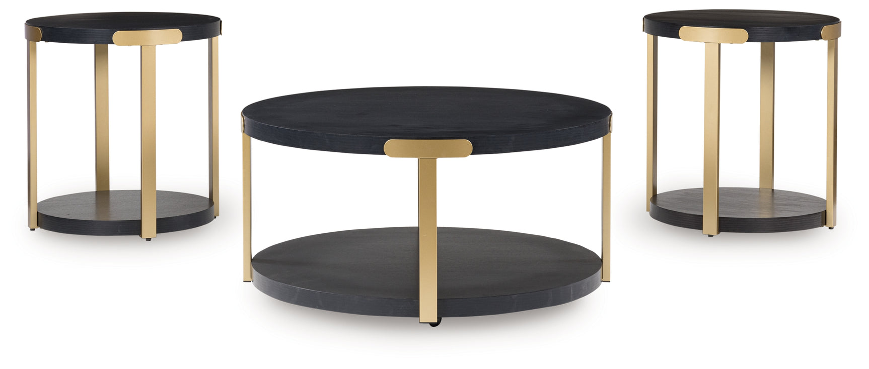 Shylore Black/Brass Finish Table (Set of 3)
