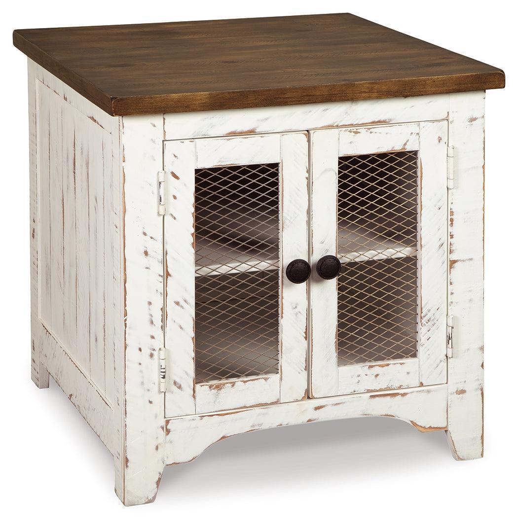 Wystfield 3-Piece Coffee Table Set with 2 End Tables in Distressed White and Brown