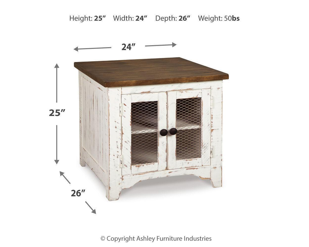 Wystfield 3-Piece Coffee Table Set with 2 End Tables in Distressed White and Brown