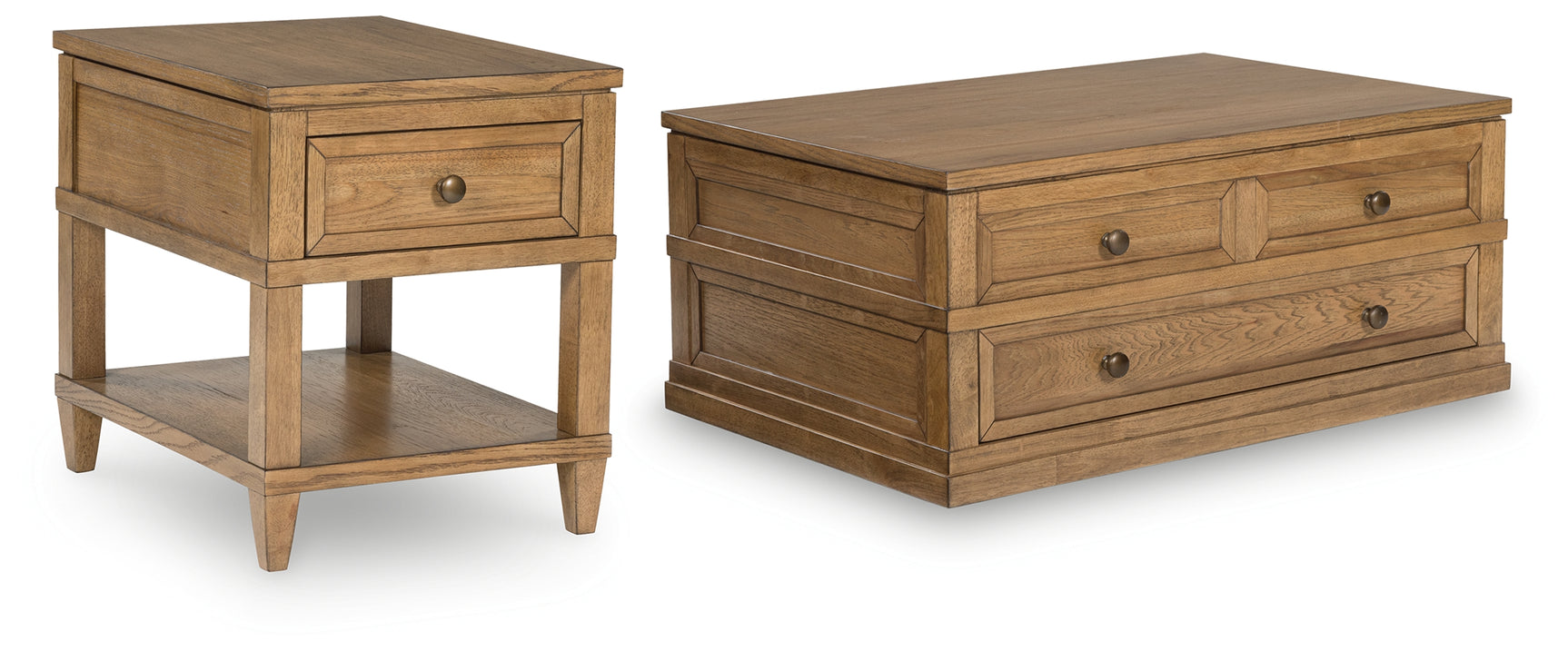 Sharlance Light Brown Coffee Table with 1 End Table