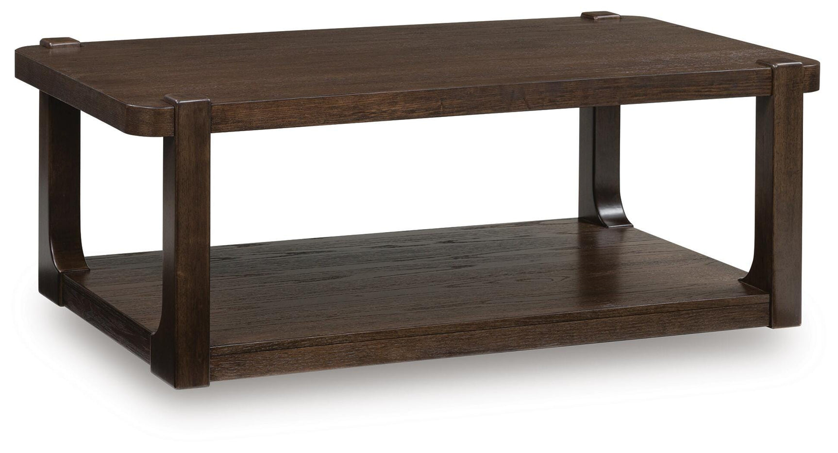 Breckington Dark Brown Coffee Table angled view