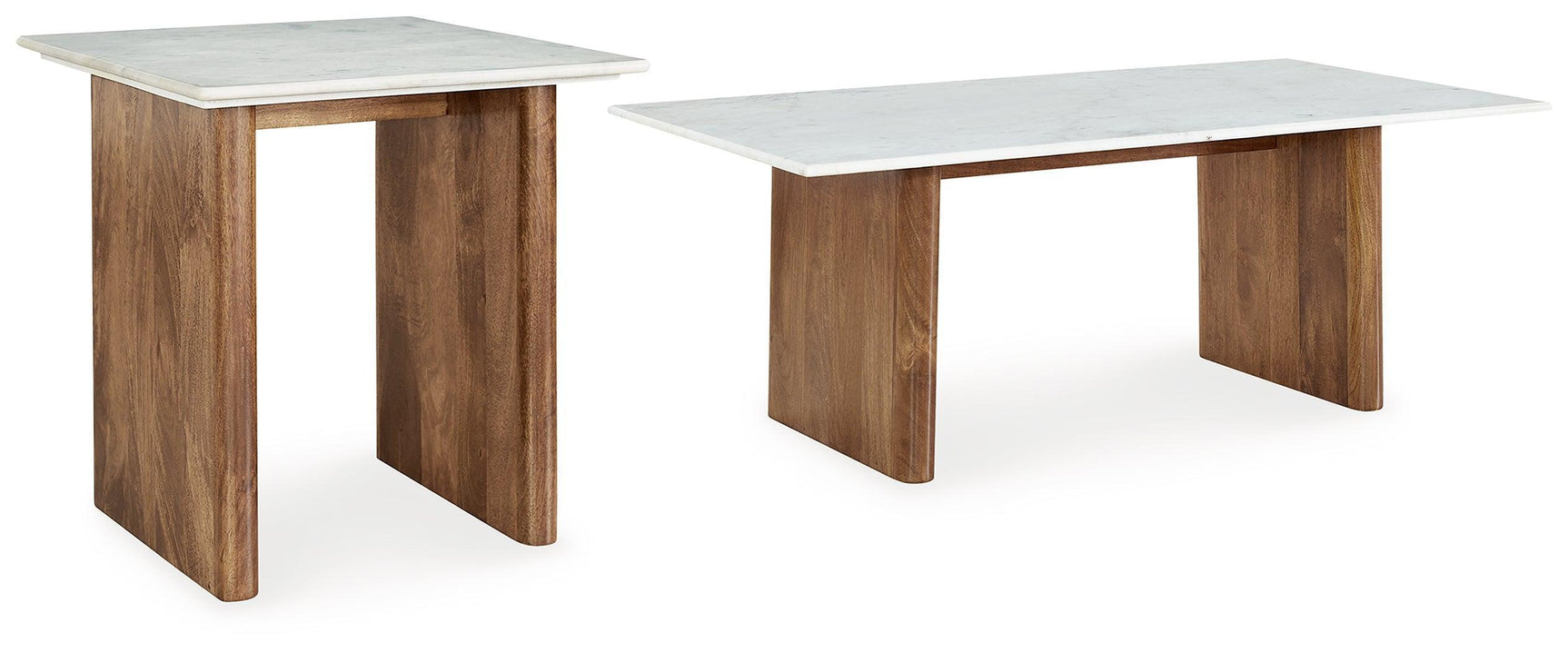 Isanti Light Brown White Coffee Table With 1 End