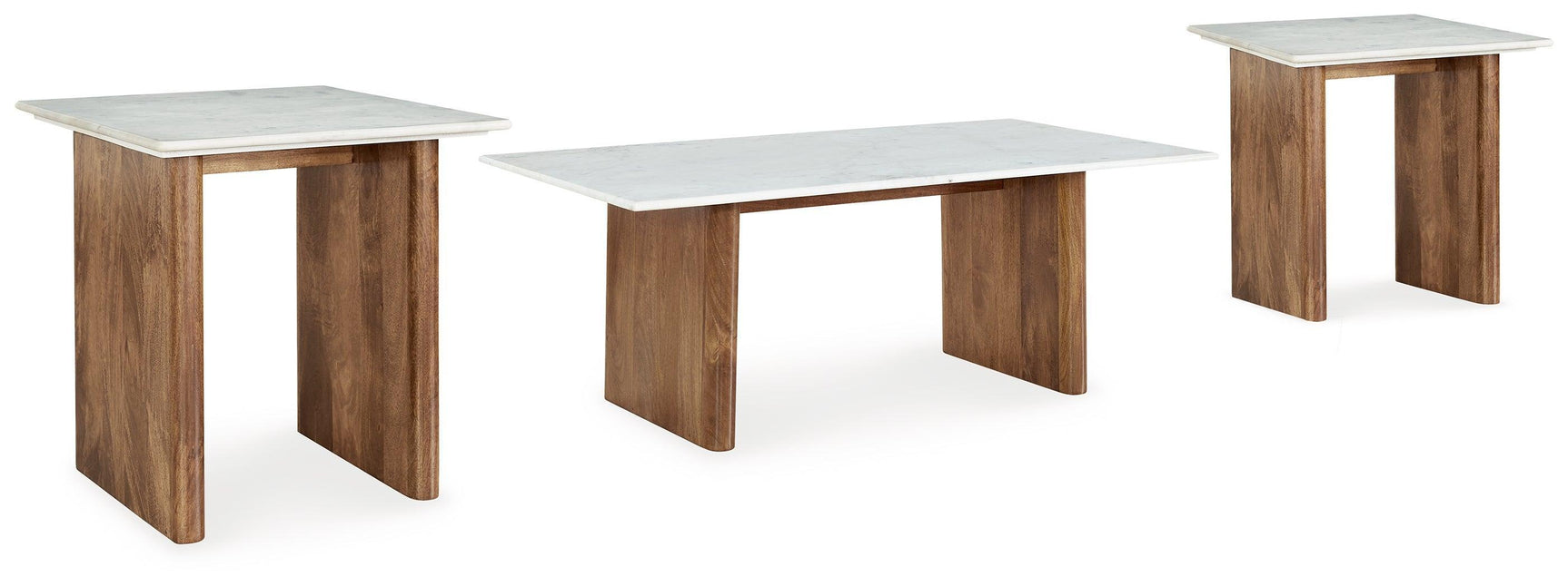 Isanti Light Brown White Coffee Table With 2 End Tables