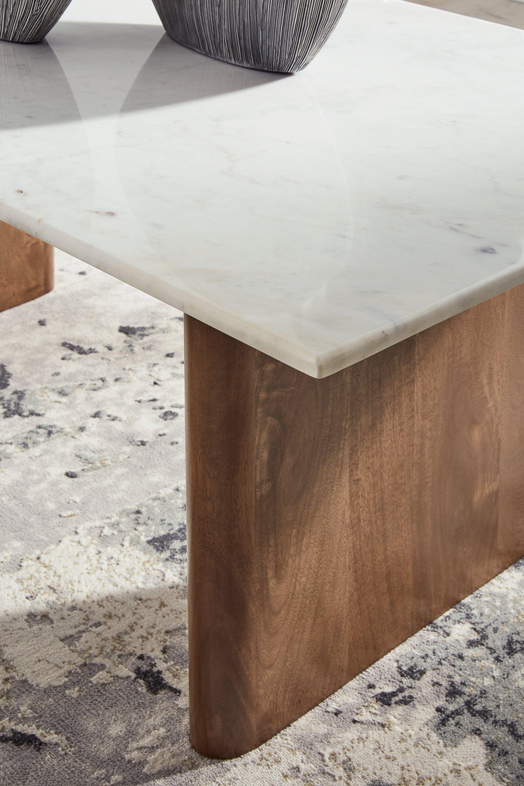 Isanti Light Brown and White Marble Coffee Table