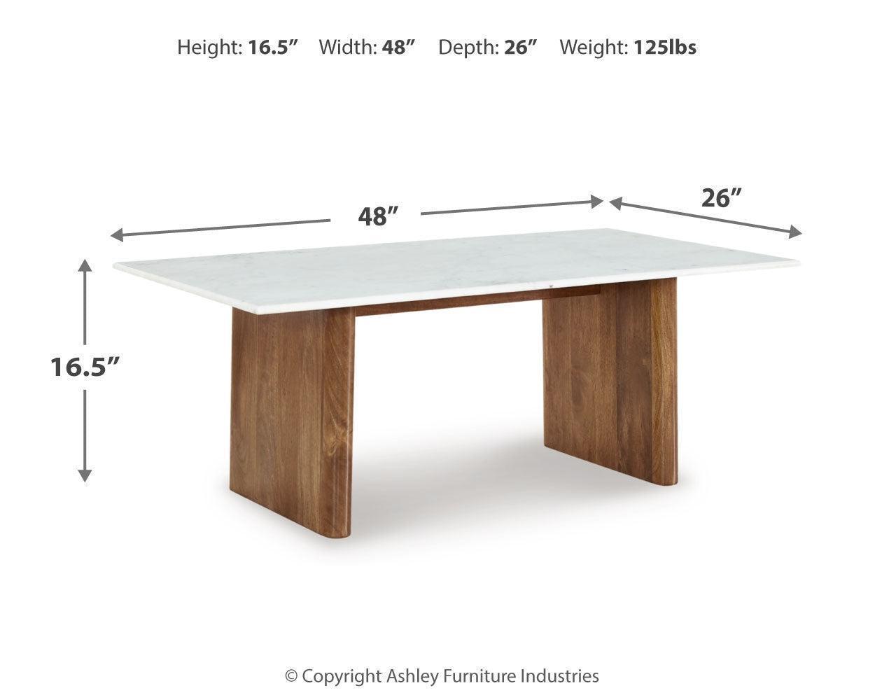 Isanti Light Brown White Coffee Table With 1 End
