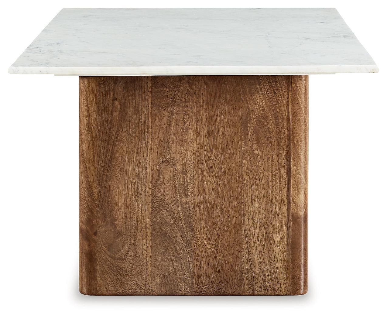 Isanti Light Brown White Coffee Table With 2 End Tables