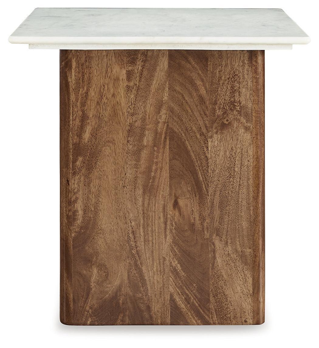 Isanti Light Brown White Coffee Table With 1 End