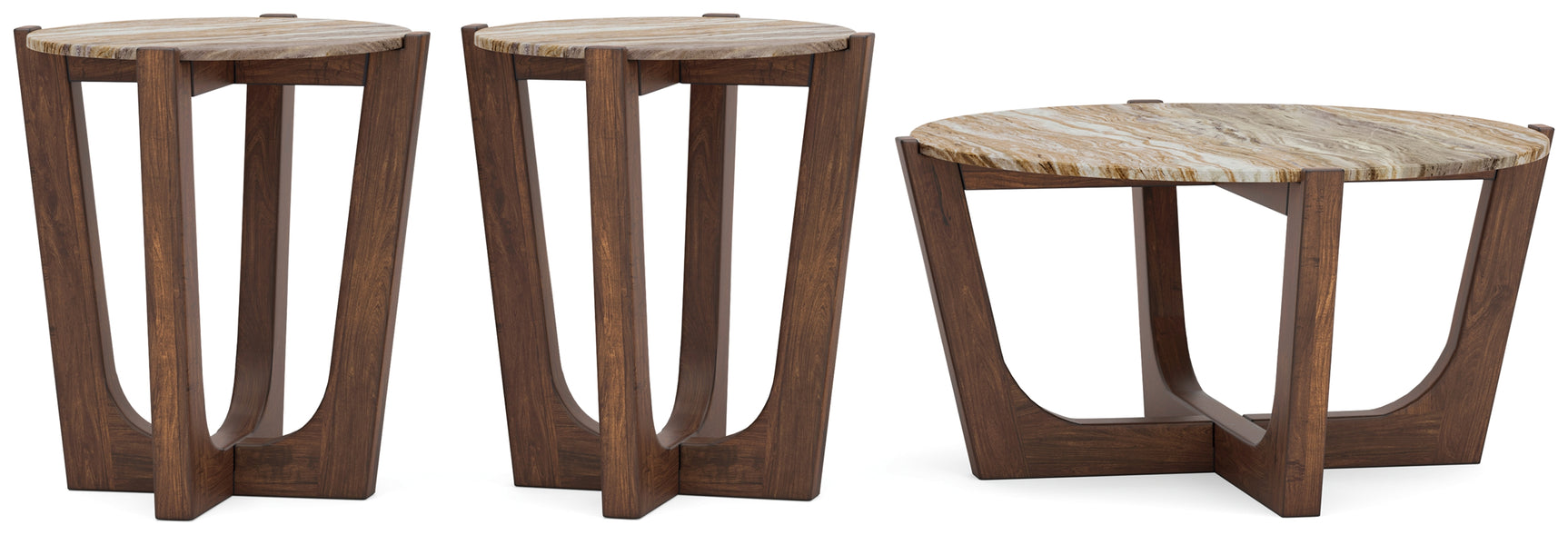 Tanidore Warm Brown Coffee Table with 2 End Tables
