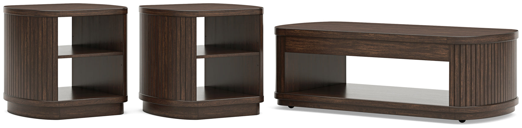 Korestone Dark Brown Coffee Table with 2 End Tables