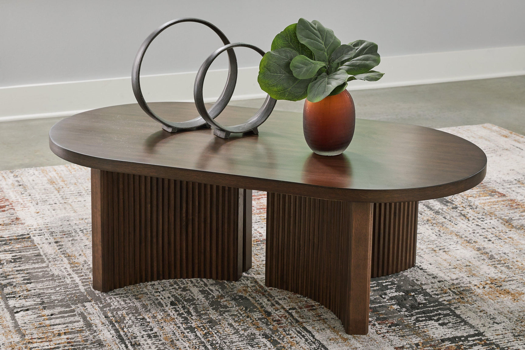 Korestone Dark Brown Coffee Table with 1 End Table