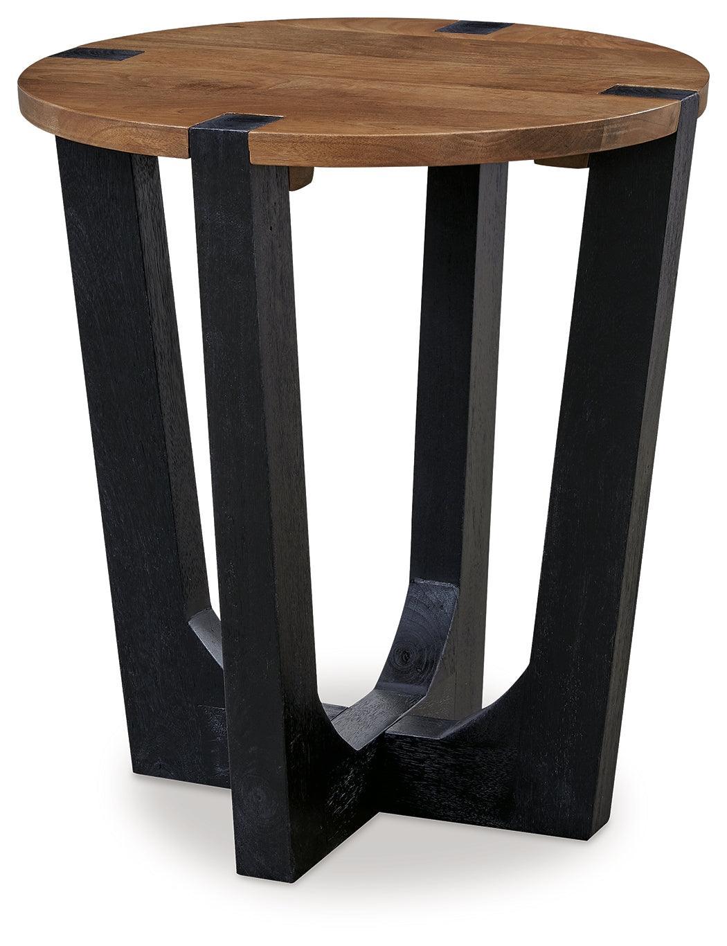 Hanneforth Brown/black End Table - Ella Furniture