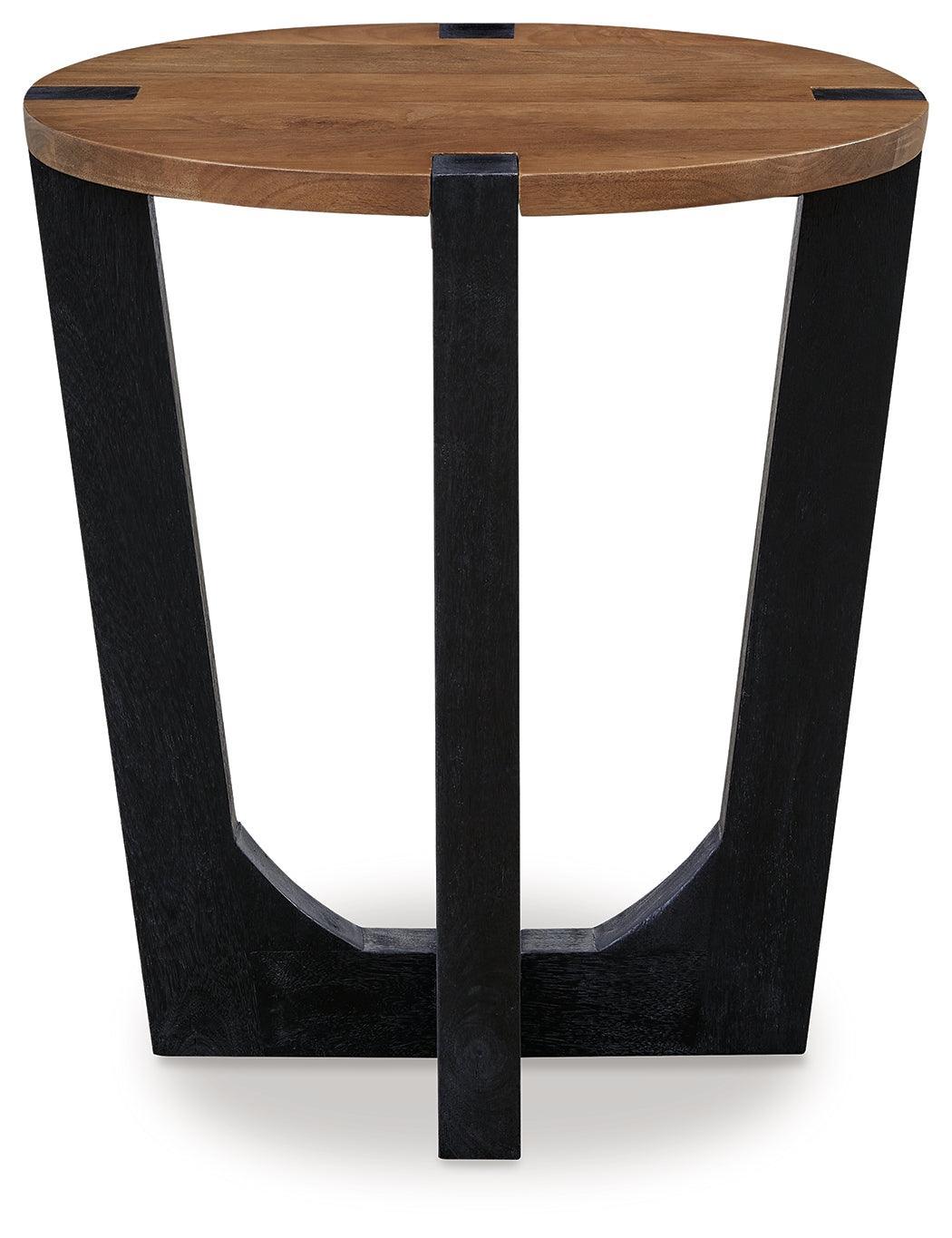 Hanneforth Brown/black End Table - Ella Furniture