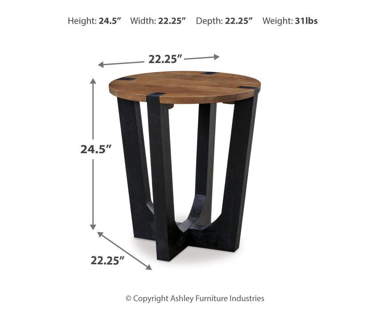 Hanneforth Brown Black Coffee Table With 2 End Tables