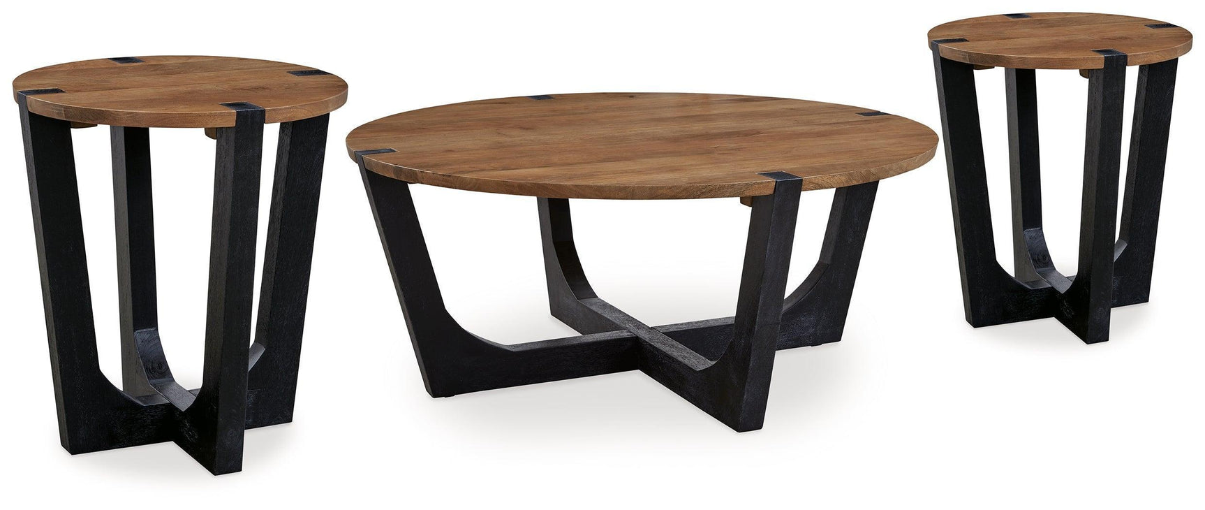 Hanneforth Brown Black Coffee Table With 2 End Tables