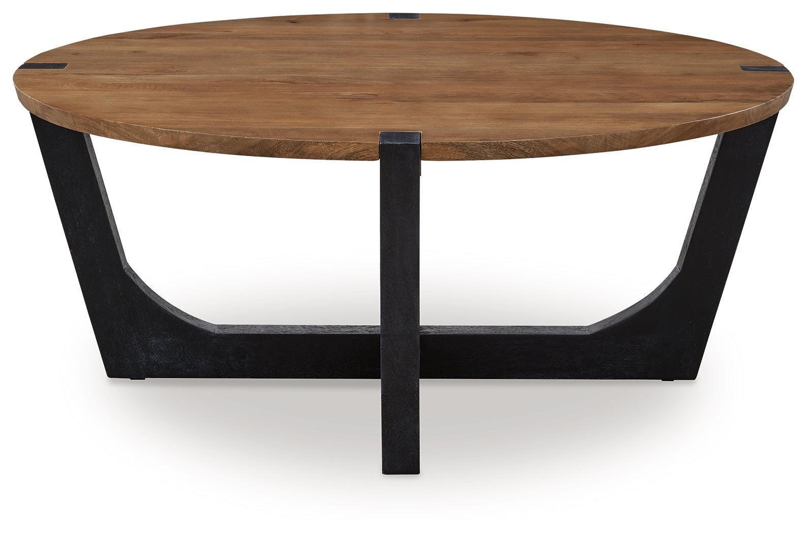 Hanneforth Brown Black Coffee Table With 2 End Tables