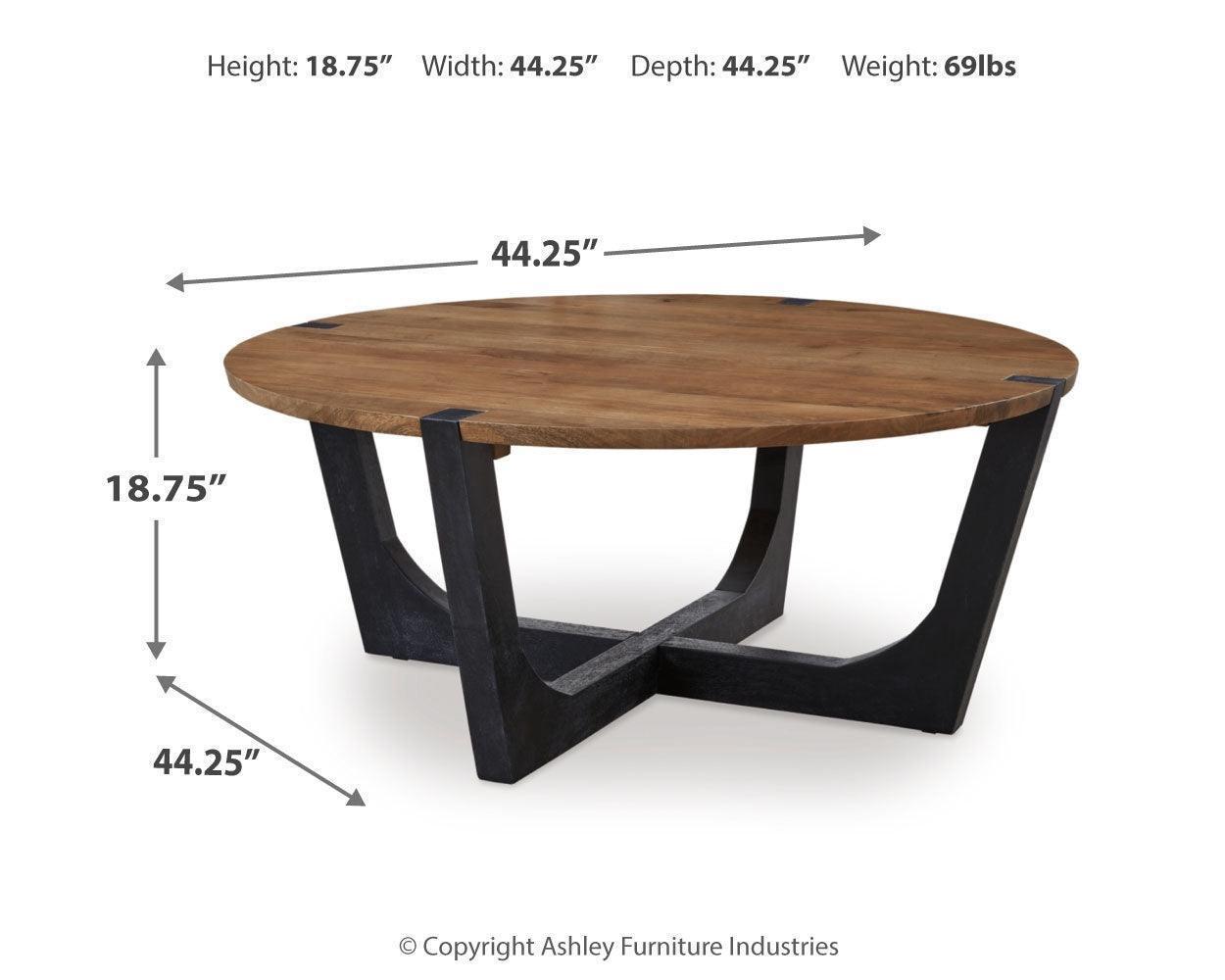 Hanneforth Brown Black Coffee Table With 2 End Tables