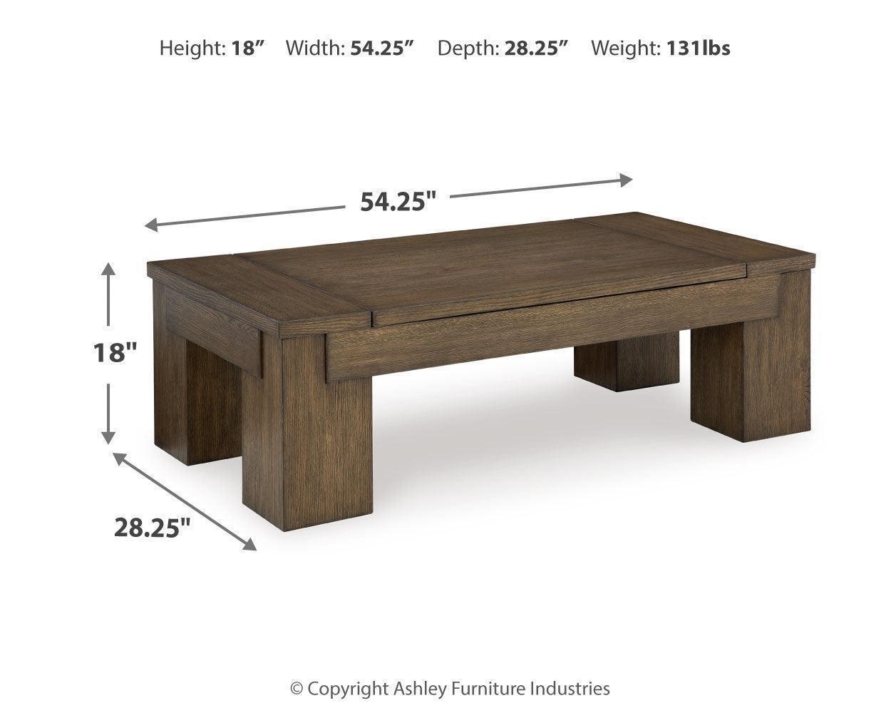 Rosswain Warm Brown Coffee Table With 2 End Tables
