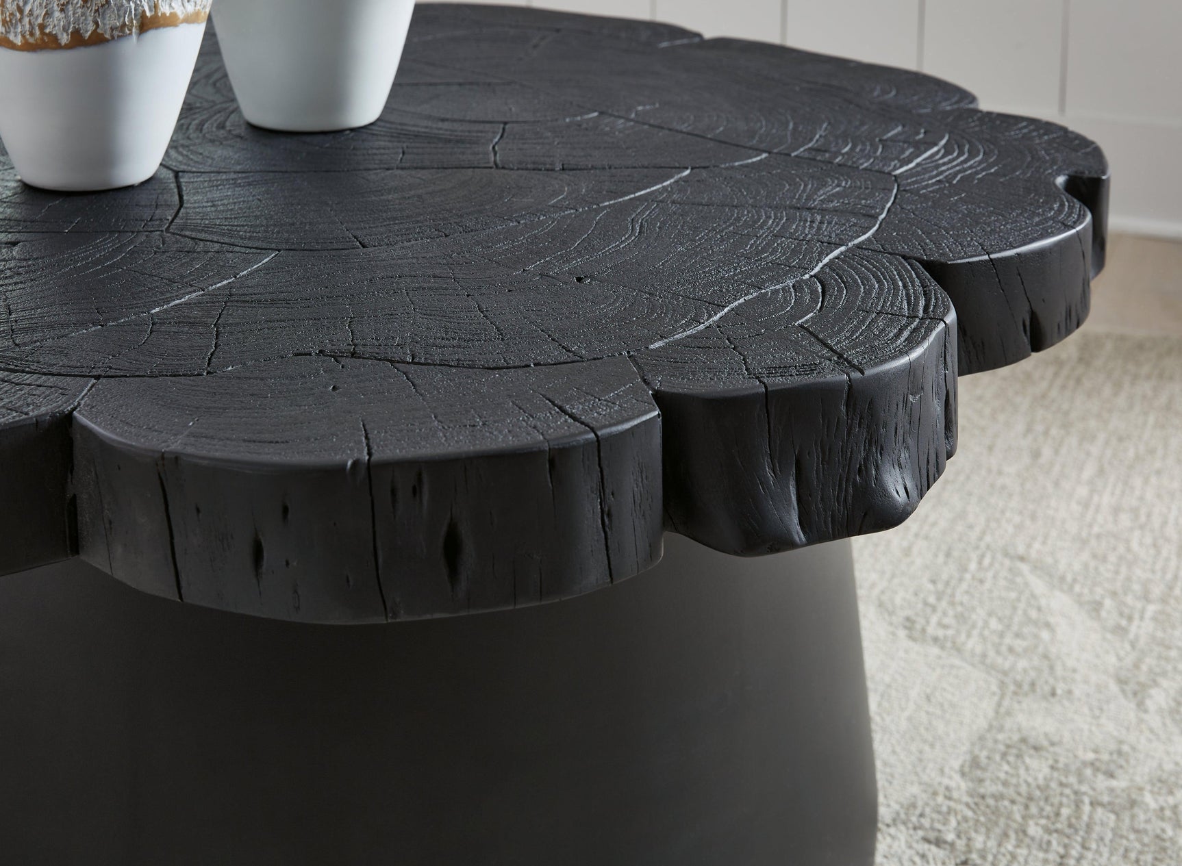 Wimbell Black Round Acacia Wood Coffee Table